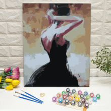 DIY framed decorative painting by numbers on canvas girl's back